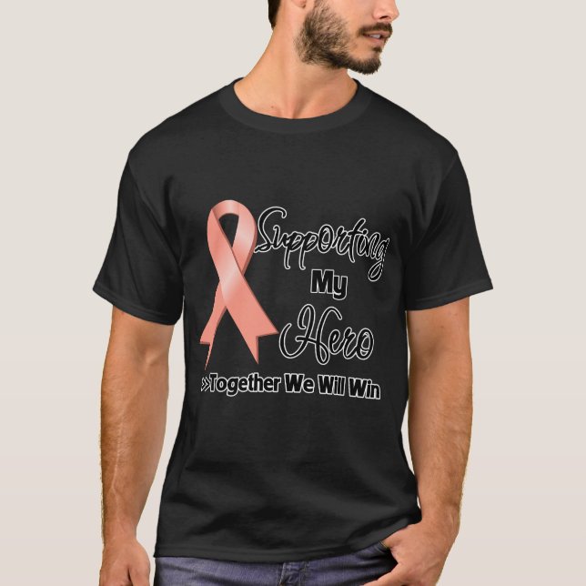 Camiseta Cáncer uterino que apoya a mi héroe (Anverso)