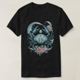 Camiseta Cancer Zodiac – Mystieke Kreeft met Parel & Rozen