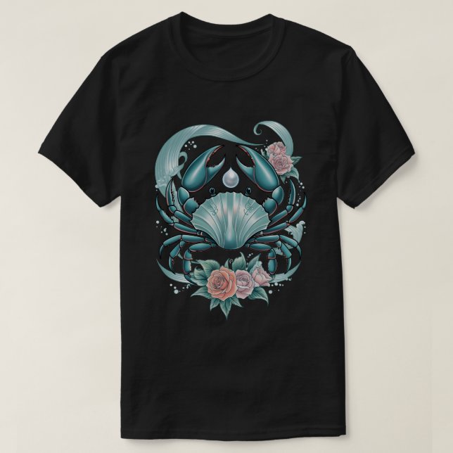 Camiseta Cancer Zodiac – Mystieke Kreeft met Parel & Rozen (Diseño del anverso)