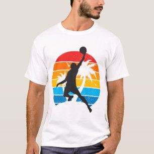 Camiseta Cancha de Baloncesto Puesta de Sol Retro Deportes