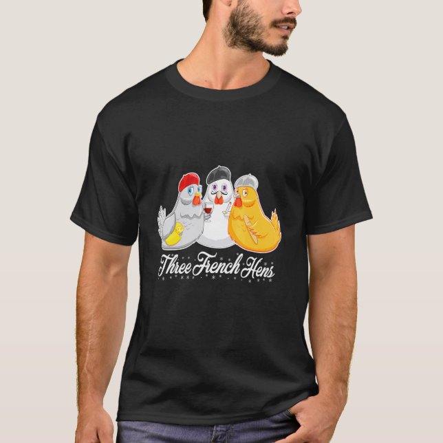 Camiseta Canción de 12 días de Navidades de tres gallinas f (Anverso)