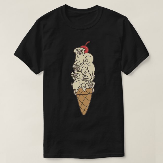 Camiseta Canción De Hielo Pug Cream Perro Y Amantes De Icec (Diseño del anverso)