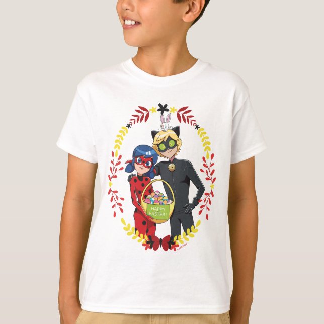 Camiseta Canción de Pascua de Gato Noir y Ladybug (Anverso)