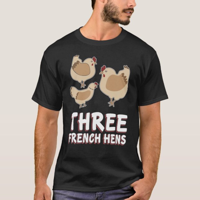 Camiseta Canción francesa de tres gallinas 12 navidad de (Anverso)