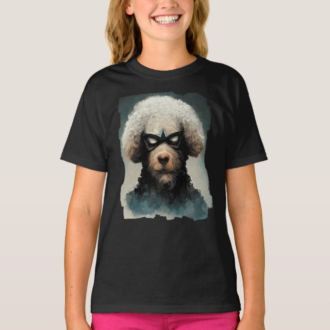 Camiseta Canción Vestida Como Perro Superhéroe (Anverso)