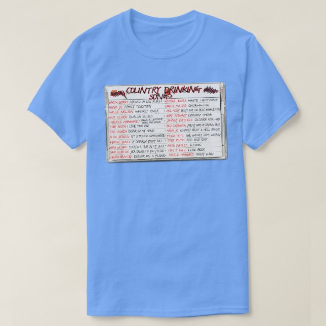 Camiseta Canciones de consumo de país Cinta mixta de casset (Diseño del anverso)