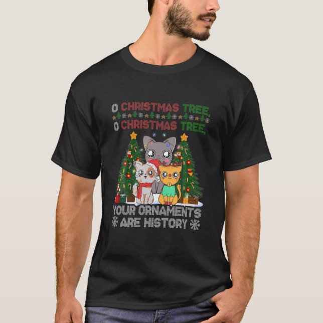 Camiseta Canciones de navidad de árbol feo para gatos (Anverso)