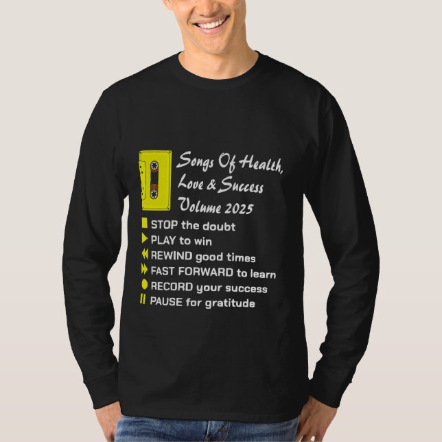 Camiseta Canciones de salud, amor y éxito 2025 manga larga (Anverso)