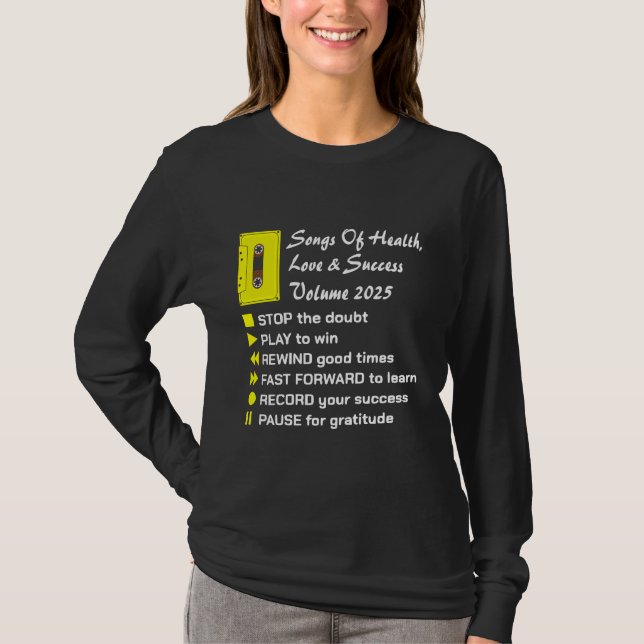 Camiseta Canciones de salud, amor y éxito 2025 manga larga (Anverso)