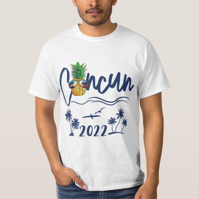 Camiseta Cancun 2022 Mexico Pineapple Sunglasses Vacation (Anverso)