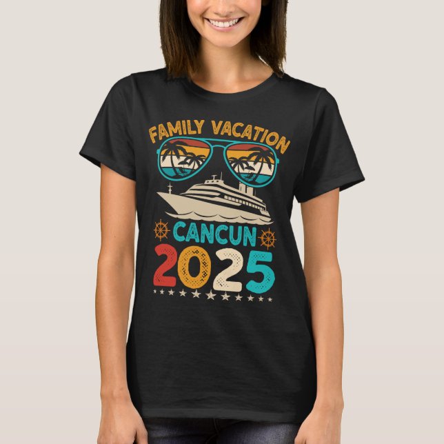 Camiseta Cancun Family Vacation 2025 Gafas de sol Retro Bea (Anverso)