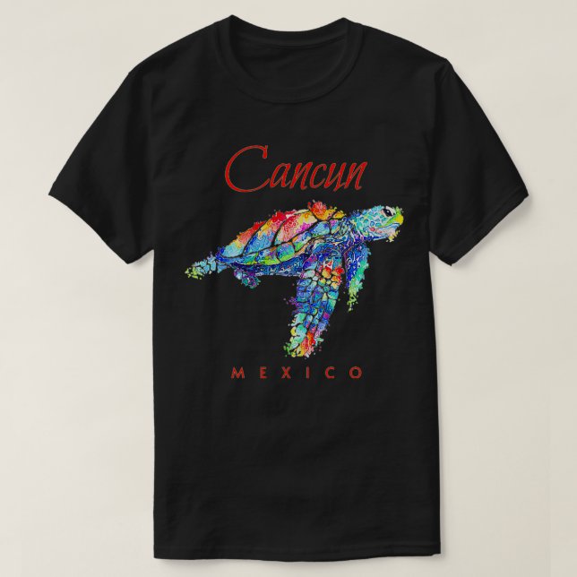 Camiseta Cancun Meico Watercolor Sea Turlover (Diseño del anverso)