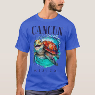 Camiseta Cancun México Acuarela Feliz Tortuga Marítima