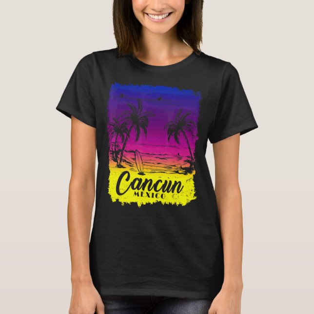 Camiseta Cancun México Beach Spring Break Vacation Surfing (Anverso)