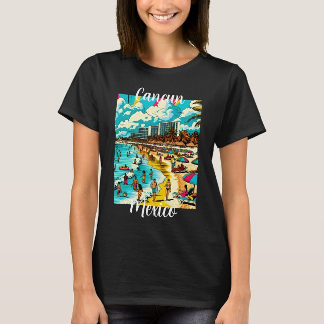 Camiseta Cancún, México con una vibe de arte pop (Anverso)