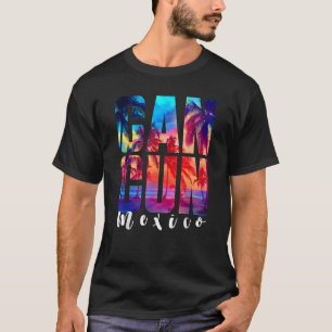 Camiseta Cancun México Palm Tree Sunset Beach Summer Vacati