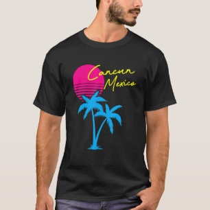 Camiseta Cancun México Palm Trees retro synthwave a