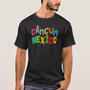 Camiseta Cancun México Tópografía colorida de Sombrero