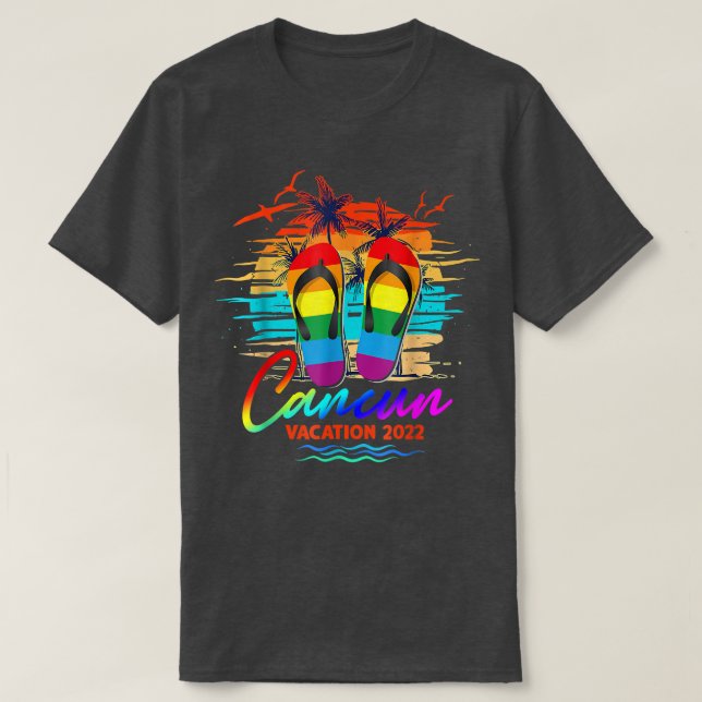 Camiseta Cancun México Vacation 2022 Flip Flop verano LGBT  (Diseño del anverso)