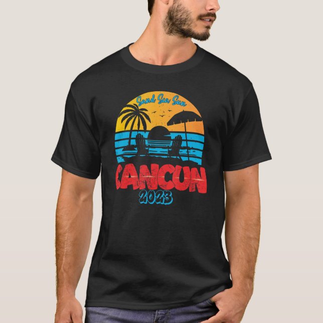 Camiseta Cancun Mexico Vacation 2023 Beach Family Friend Gr (Anverso)