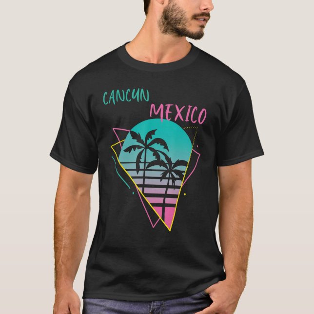 Camiseta Cancun Palm tree Mexico Vacation Beach Ocean Surfi (Anverso)