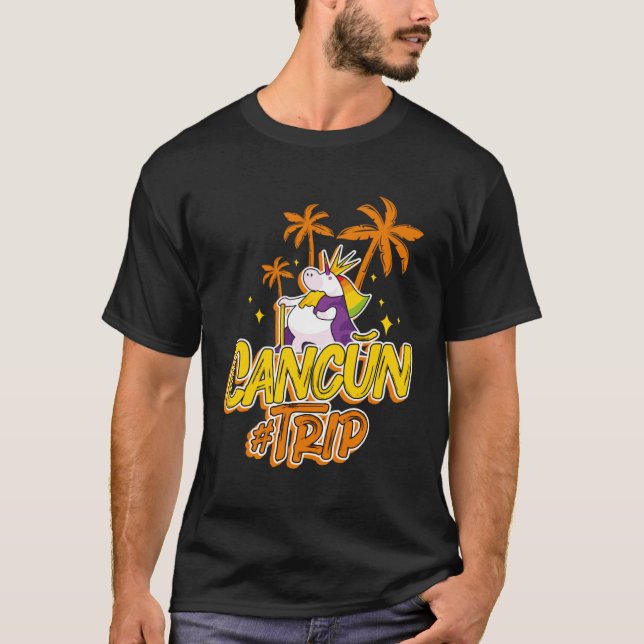 Camiseta Cancun Trip Unicorn Party  Vacation Mexico (Anverso)