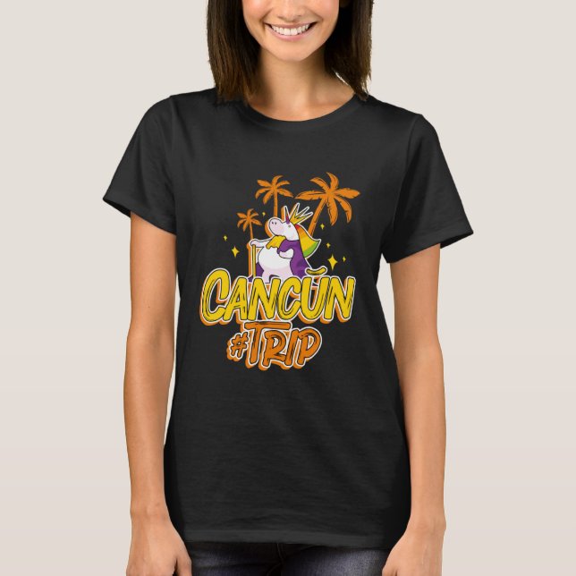 Camiseta Cancun Trip Unicorn Party  Vacation Mexico (Anverso)