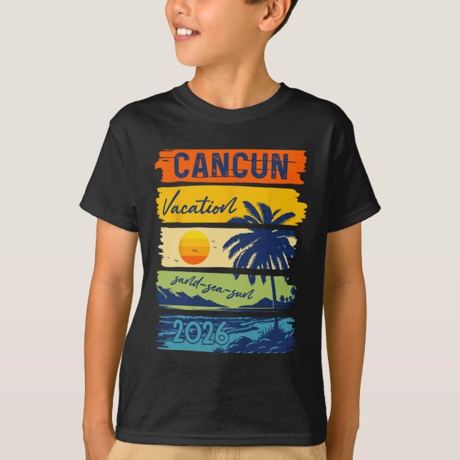 Camiseta Cancun Vacation 2026 Sea Sand Beach Summer Trip Re (Anverso)