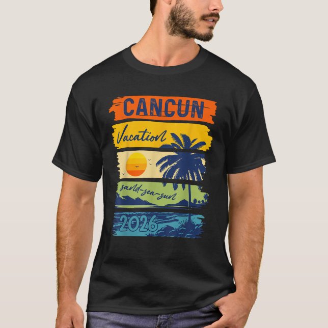 Camiseta Cancun Vacation 2026 Sea Sand Beach Summer Trip Re (Anverso)