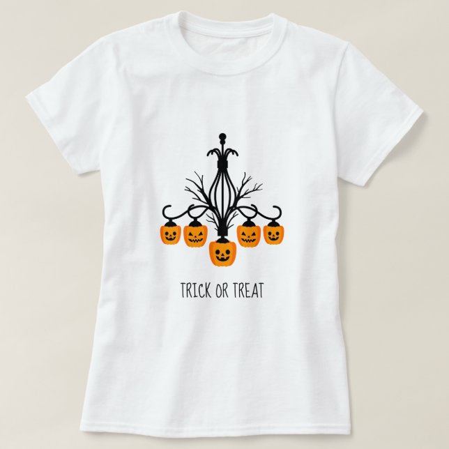 Camiseta Candelabro de calabaza Tema de Halloween (Diseño del anverso)
