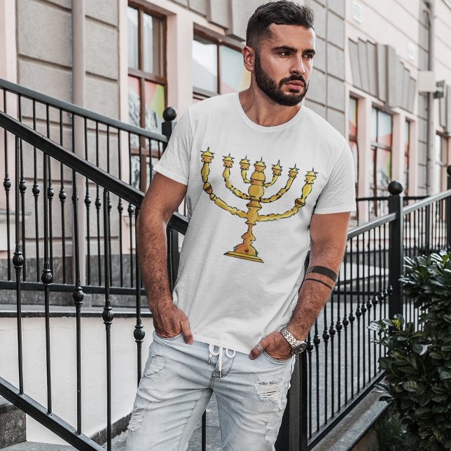 Camiseta Candelabro judío de oro Menorah (Subido por el creador)