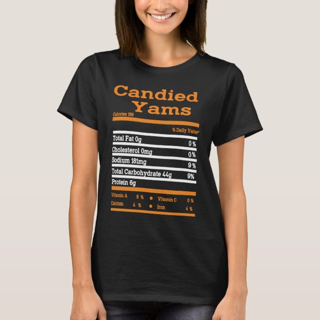 Camiseta Candied Yam Nutrition Fact  Thanksgiving Christmas (Anverso)