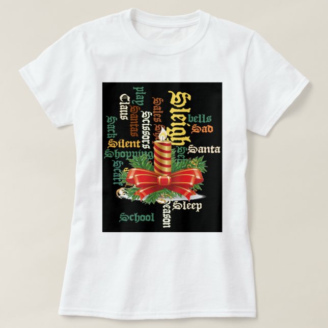 Camiseta Candle Word Art T-Shirt navidades (Diseño del anverso)