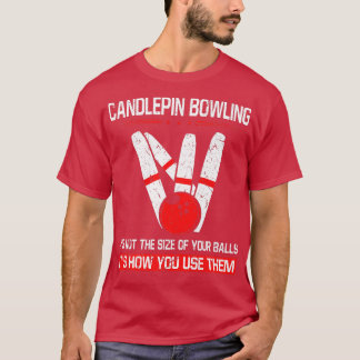 Camiseta Candlepin Bowling tamaño de bolas divertida Nueva