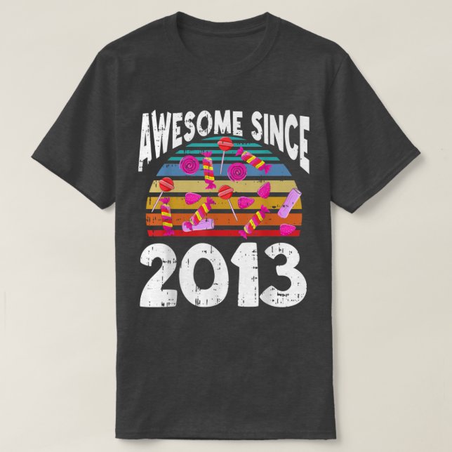 Camiseta Candy Awesome Since 2013 9th Birthday 9 Years Old  (Diseño del anverso)