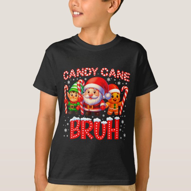 Camiseta Candy Cane Bruh Cute Santa Elf Christmas Xmas Boy  (Anverso)