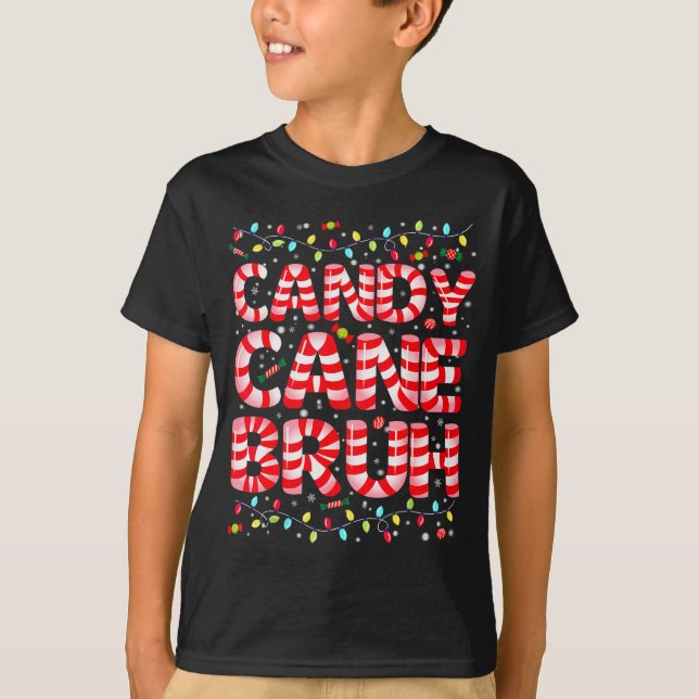 Camiseta Candy Cane Bruh Tree Light Pjs Christmas Xmas Men  (Anverso)