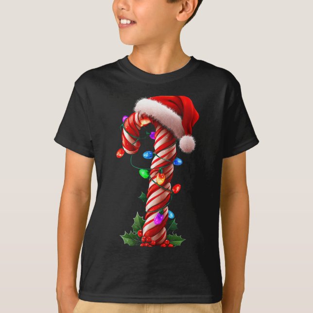 Camiseta Candy Cane Christmas Design Boys Girls Kids Adults (Anverso)