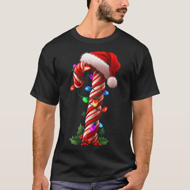 Camiseta Candy Cane Christmas Design Boys Girls Kids Adults (Anverso)