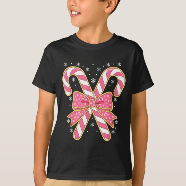 Camiseta Candy Cane Christmas Season Girls Womens Retro Coq (Anverso)