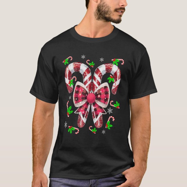 Camiseta Candy Cane Coquette Bow Christmas Lights Tie Dye X (Anverso)