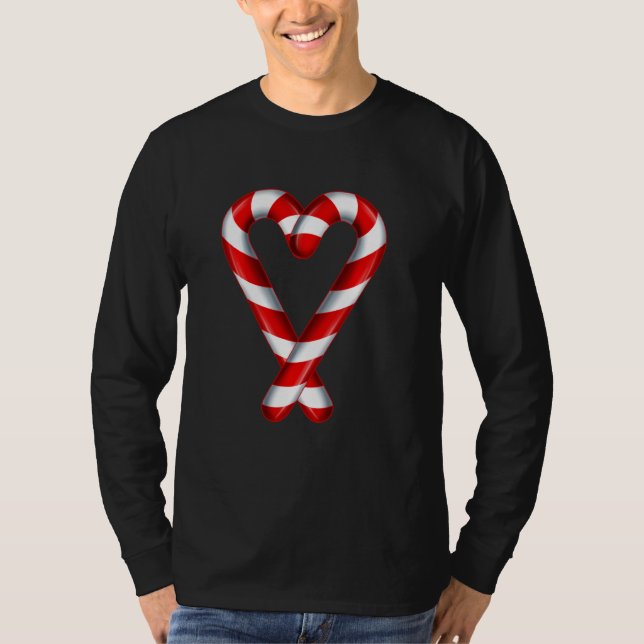 Camiseta Candy Cane Corazón Merry Y Brillante Candy Blanco  (Anverso)