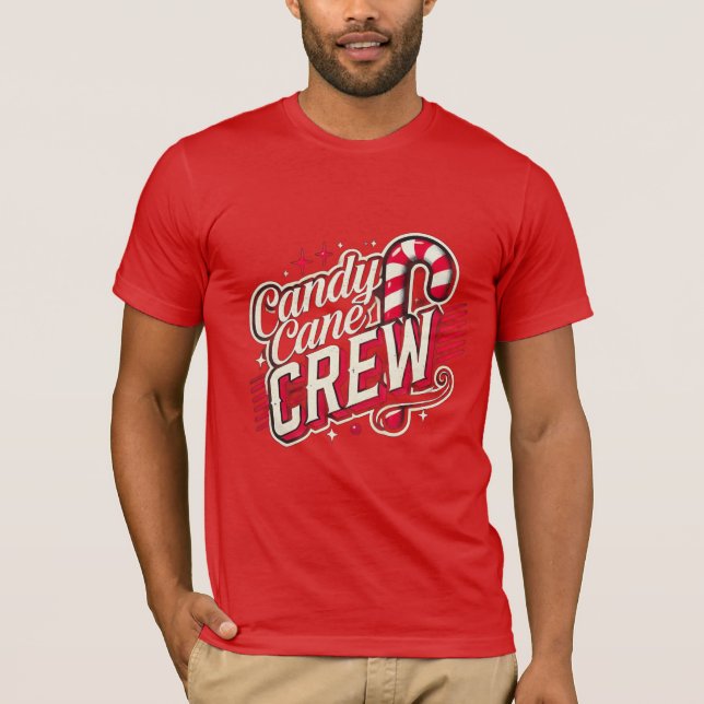 Camiseta Candy Cane Crew Christmas Family Holiday Matching  (Anverso)