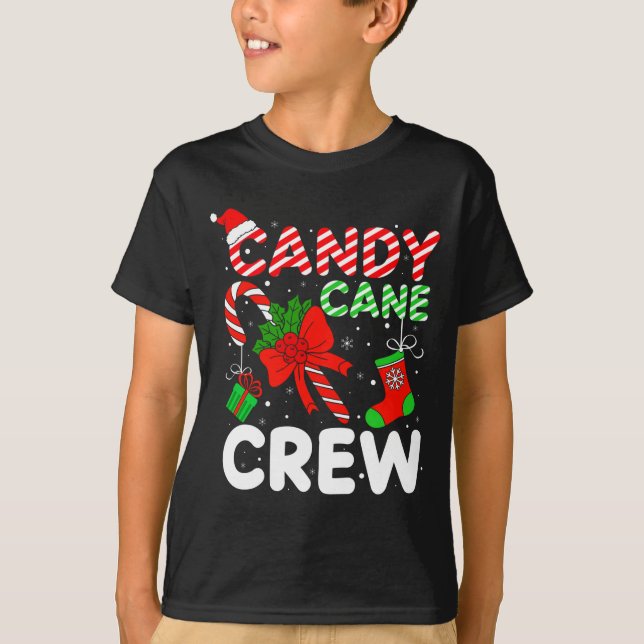 Camiseta Candy Cane Crew Christmas Funny Xmas Matching Fami (Anverso)