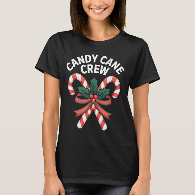 Camiseta Candy Cane Crew Christmas Girls Boys Kids Adult Ho (Anverso)