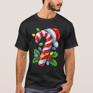 Camiseta Candy Cane Crew Christmas Lights Family Matching X