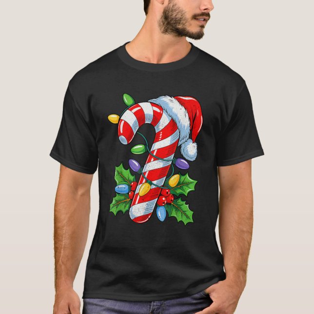 Camiseta Candy Cane Crew Christmas Lights Family Matching X (Anverso)