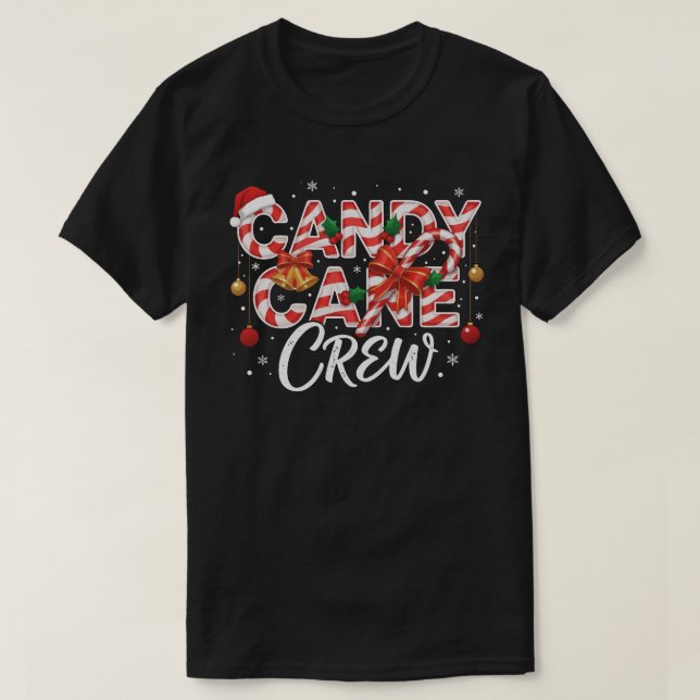 Camiseta Candy Cane Crew Christmas T-Shirt – Festive Red  (Diseño del anverso)