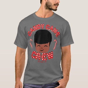 Camiseta Candy Cane Crew Cute niño afroamericano con afro C