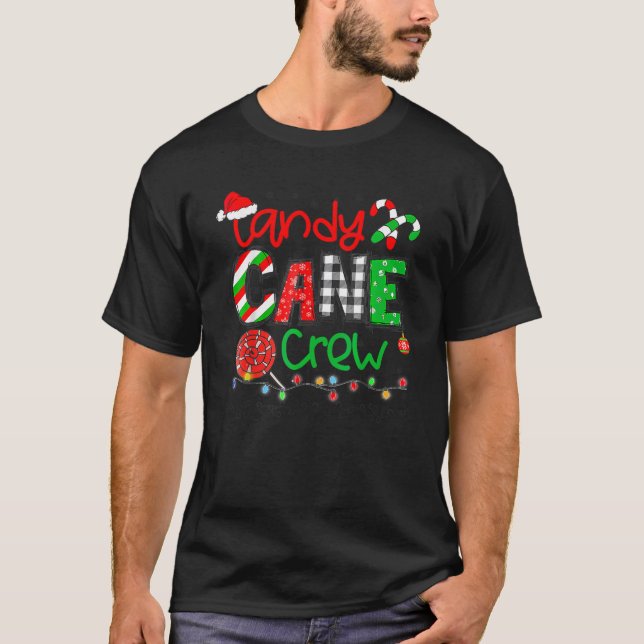 Camiseta Candy Cane Crew Feliz Navidad 2023 Divertida famil (Anverso)